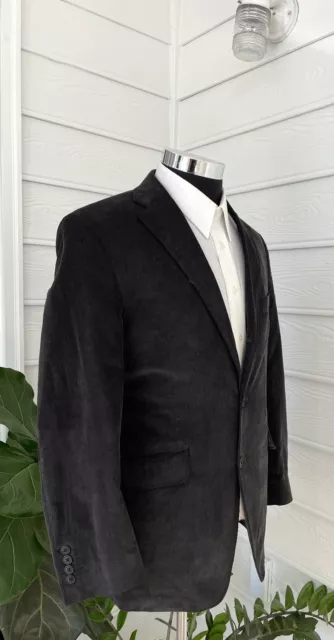 Madison Mens Two Button Cotton Blazer Charcoal Velvet Sport Coat Jacket Size 40R 3