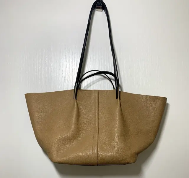 AllSaints Odette East West Tote Palisade Tan Black Handles Shoulder Straps Pouch