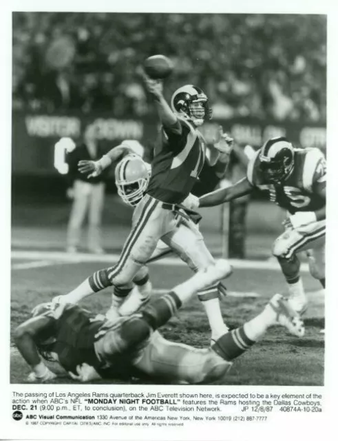 JIM EVERETT MONDAY NIGHT FOOTBALL LOS ANGELES RAMS 1987 7X9 TV Press Photo