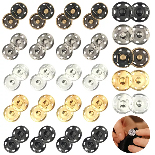 25pairs Snap Button Kit For Clothes Metal Coat 8mm Bag Fastener Jeans Sew On