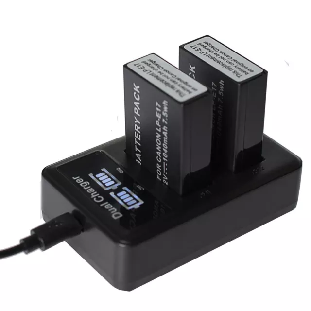 2X LP-E17 Battery + Dual LCD Charger For Canon EOS RP M3 M6 750D 760D R8 R10 R50