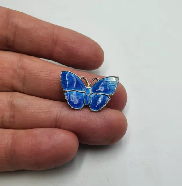 Lovely Vintage Art Deco Silver & Enamel Butterfly Brooch