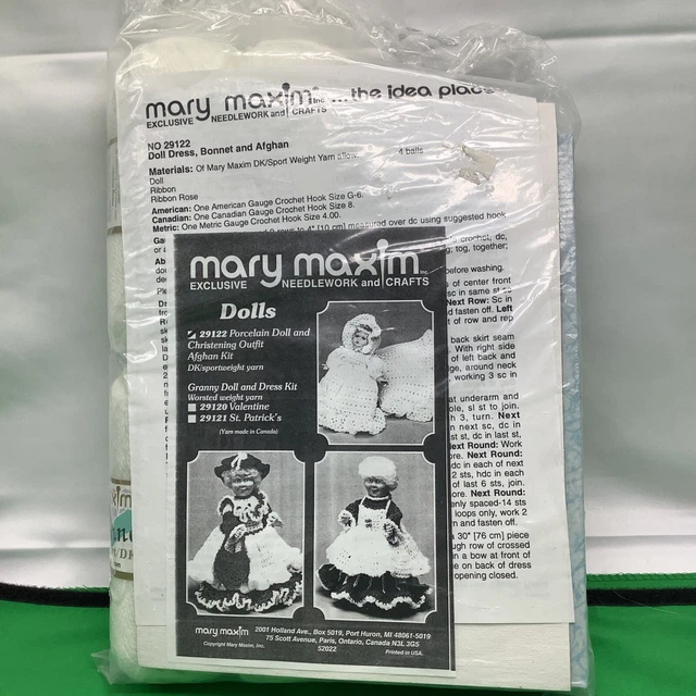 Kit de ganchillo Mary Maxim, vestido y manta de ganchillo con muñeca ¡SIN GANCHOS!