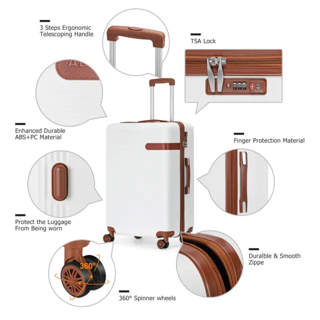 Luggage 3 Piece Set Suitcase Spinner Hardshell Lightweight TSA Lock Travel Set 3