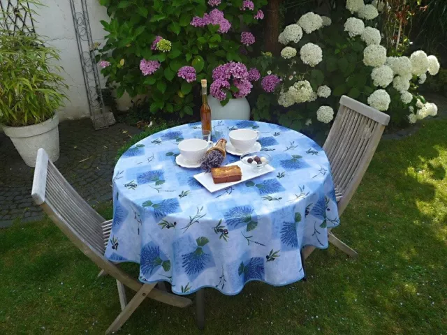 Tablecloth Provence 160 CM Round Lavender Blue France Non-Iron Easy-Care