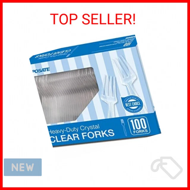 HEAVY WEIGHT PLASTIC Forks, Clear Disposable, 100 Count 19.27 PicClick