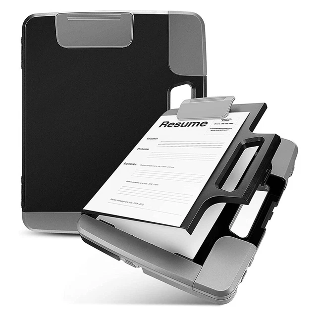 Black Clipboard with Storage Plastic Clipboard Storage Case with Handle StorV7B8