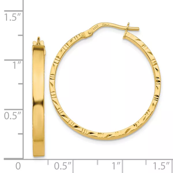 14K YELLOW GOLD Edge Large 3mm Round Hoop Earrings $272.00 - PicClick
