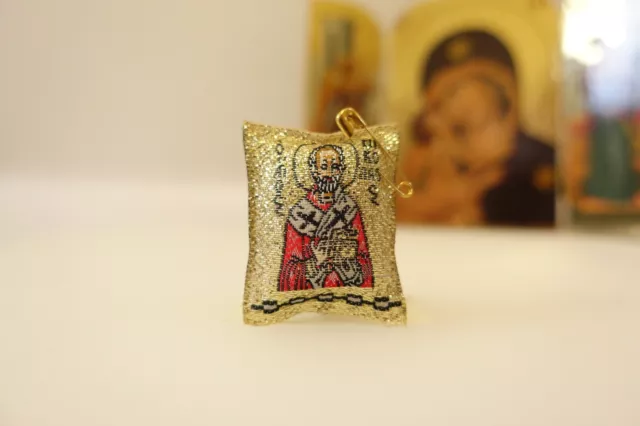 Orthodox christianity Amulet with Saint Nicholas and Mother of GodFilakto