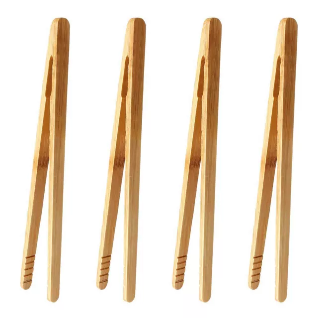 4Pcs Bamboo Food Clip Toaster Salad Cake Tea Tweezer Clamp Tongs Cooking Tool 80