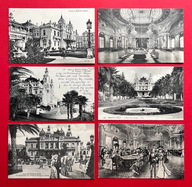 6 x AK Monte Carlo 1909 Casino casino with interior views and promenade (112567