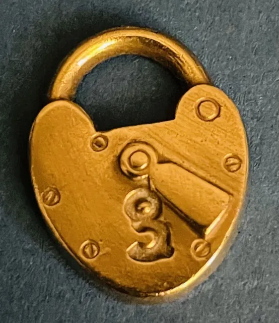 Ex Rare Antique PADLOCK Repousse Brass Button, 1890s/early 1900s