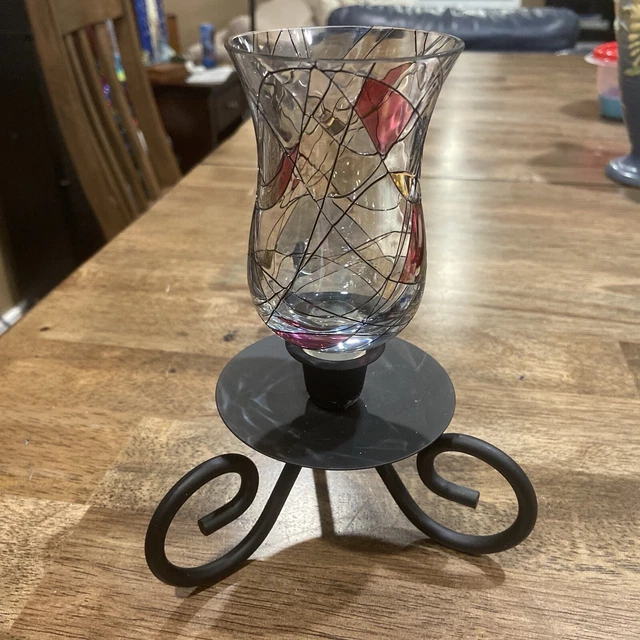 PARTYLITE MOSAIC CALYPSO Glass Hurricane Shade With GoldVersailles