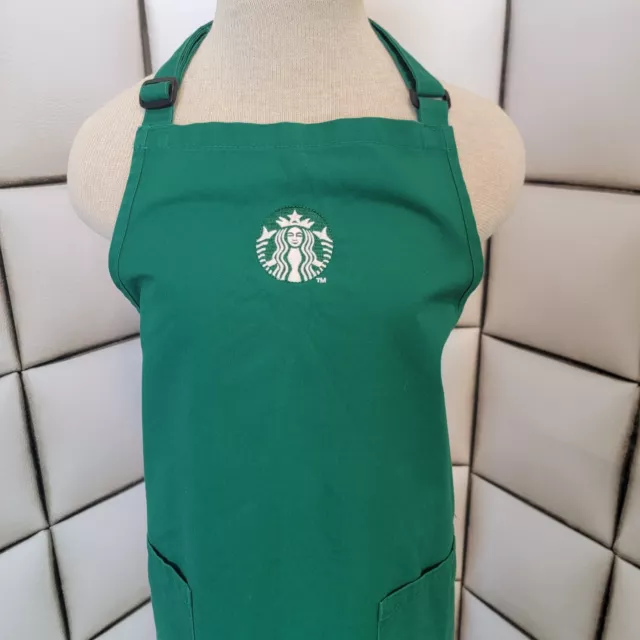 Delantal Starbucks Bordado Sirena Bolsillos Café Barista Cuello Ajustable Verde