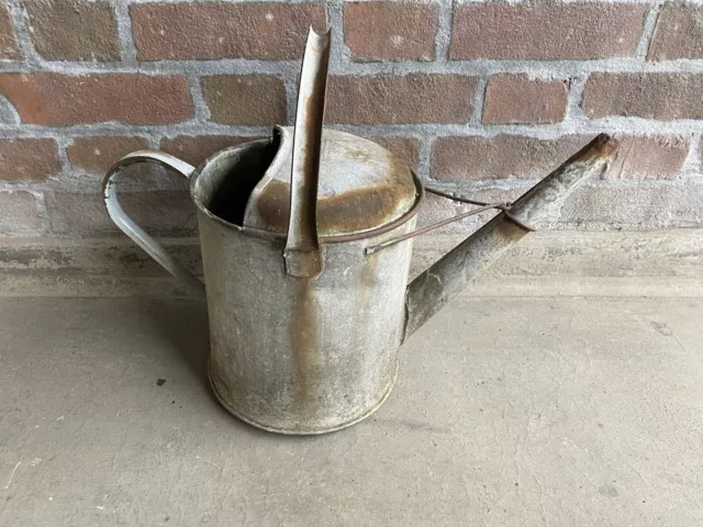 Vintage 6L APEX Galvanized Watering Can holds water 2 handles garden feature