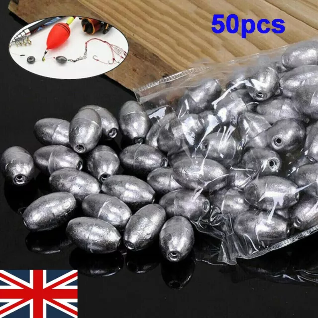 50X Fishing Sinker Set Split Lead Shot Sinker Olive Bite Lead Weight Tackle Tool