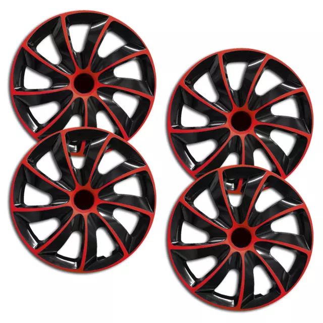 Enjoliveurs, Décoration pour Roues Turbo Universel 16“ Pouces Noir Rouge 4 Pièce