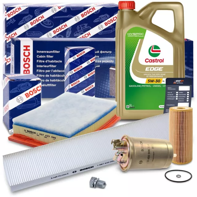 Bosch-Filter Inspektionspaket+5L Castrol 5W-30 Ll Für Vw Sharan 7M 1.9 Tdi