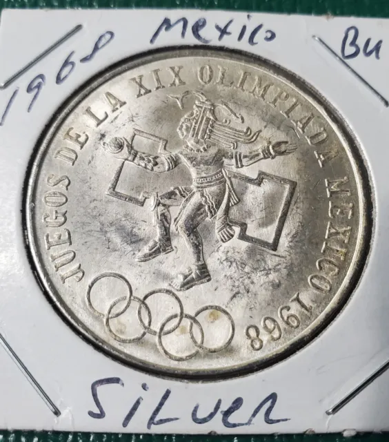 1968 Mexico 25 Pesos Olympic Games Silver GEM BU
