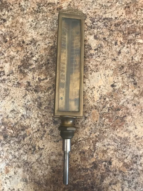 Vintage Brass Tag Tagliabue MFG NY Gauge Thermometer USA READ DESCRIPTION