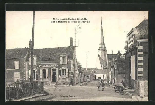 CPA Mouy-sur-Seine, Rue d'Henrieu and Route de Provins