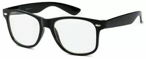 Classic Retro Glasses - Black Frame / Clear Lens - Nerd - FREE POST AUS