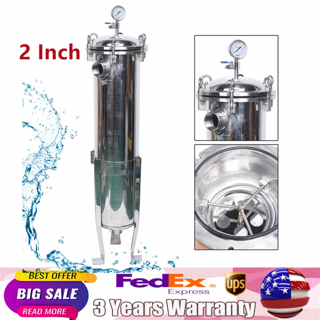 2" Bag Filter Housing Industrial Pressure Fluid Filter 150PSI 304Stainless Steel