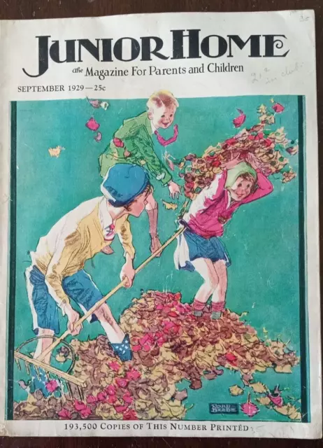 Junior Home Sept. 1929 vintage magazine for parents & children