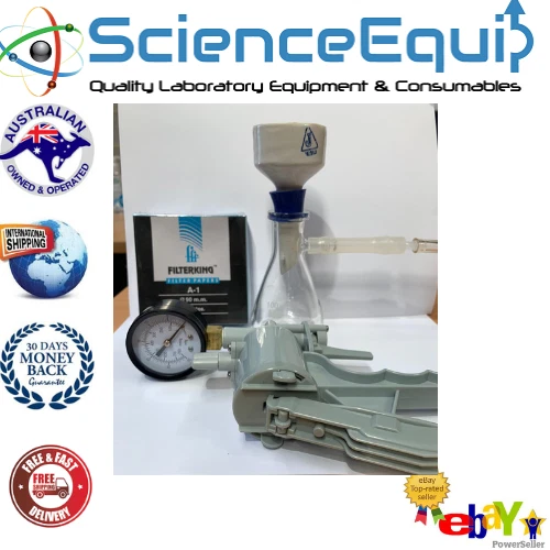 FILTRATION BUCHNER FUNNEL Kit Suction Flask Handle Vacuum Pump Filter