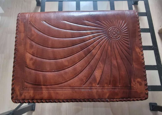 alte Damen Handtasche Leder geprägt, braun, sehr guter Zust., ca. 22 x 16 x 2 cm