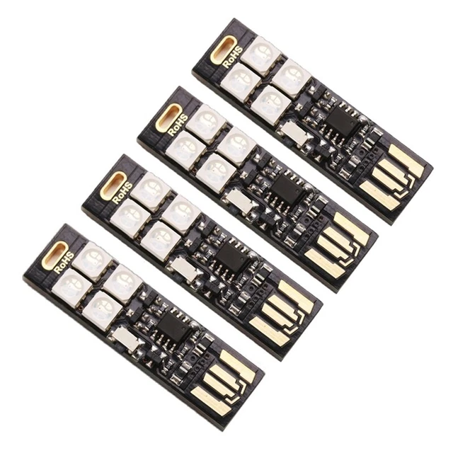 4 Ud. Luz USB Móvil Colorida Atmósfera Luz 4LED Botón Interruptor-I I7O6
