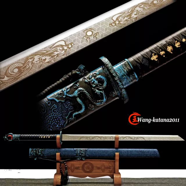 43''Blue Dragon Broadsword 1060 Carbon Steel Sharp Chinese Tang Dynasty Dao唐刀