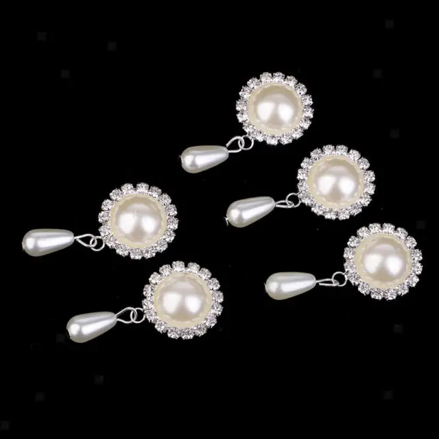 3X 5 Stück Perlenlegierung Kristall Strass Flatback Buttons Charms für 3