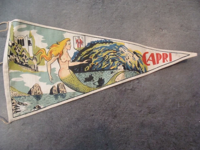 VINTAGE - Fanion - CAPRI - L'ISOLA DI CAPRI - En nylon - 27 cm - 2 photos