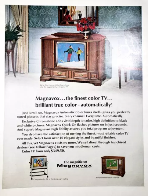 Vtg Print Ad 1968 Magnavox Early American Automatic Color Television Chromatone