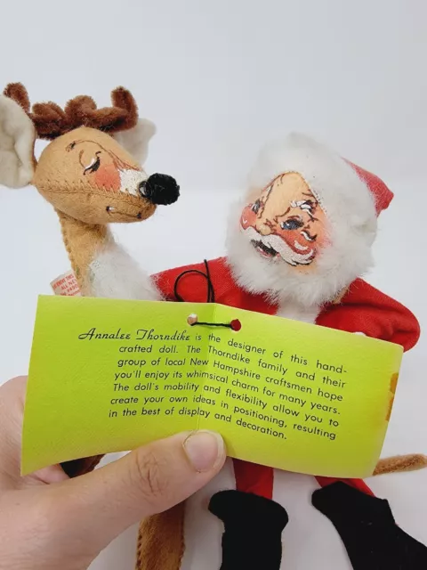Vtg Set Of 2 Annalee Santa 1963 Reindeer 1965 Christmas Mobilitee Original Tag