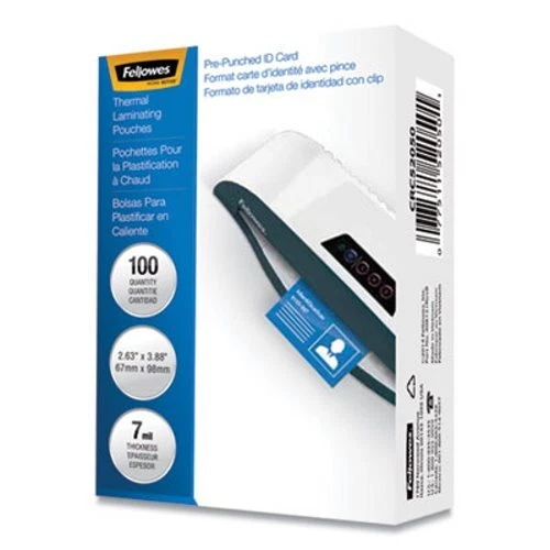 Fellowes Laminating Pouches, 7 mil, 2 5/8 x 3 7/8, ID Size, 100/Pack (FEL52050)