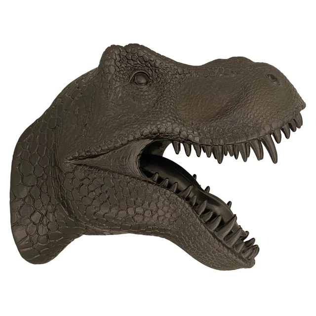 TREX TYRANNOSAURUS REX Head Wall Mounted Statue Dinosaur Bust Grey