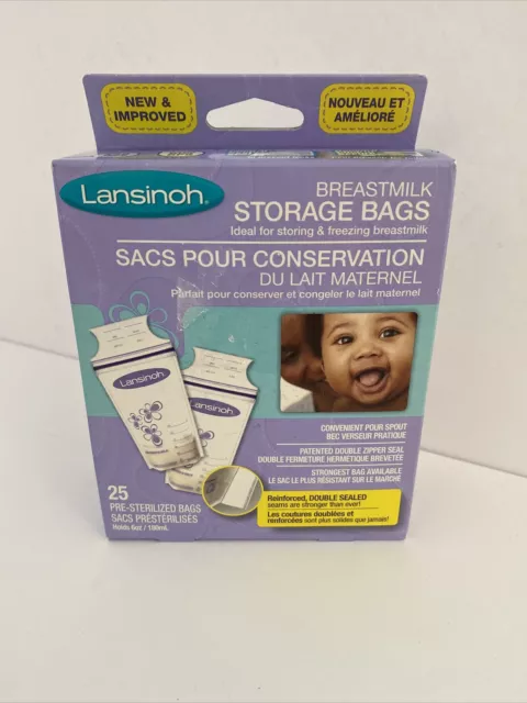 Lansinoh Pre-Sterilized Breastmilk Storage Bags, 25ct