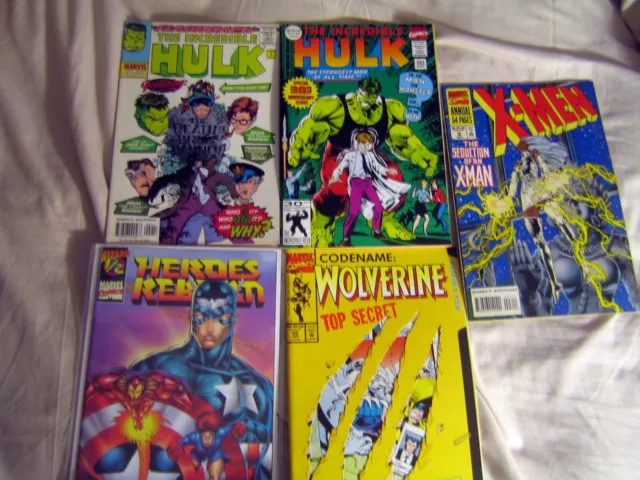 5 Collectable Marvel Hulk X-Men Wolverine Heroes Reborn Modern Age Comic Books