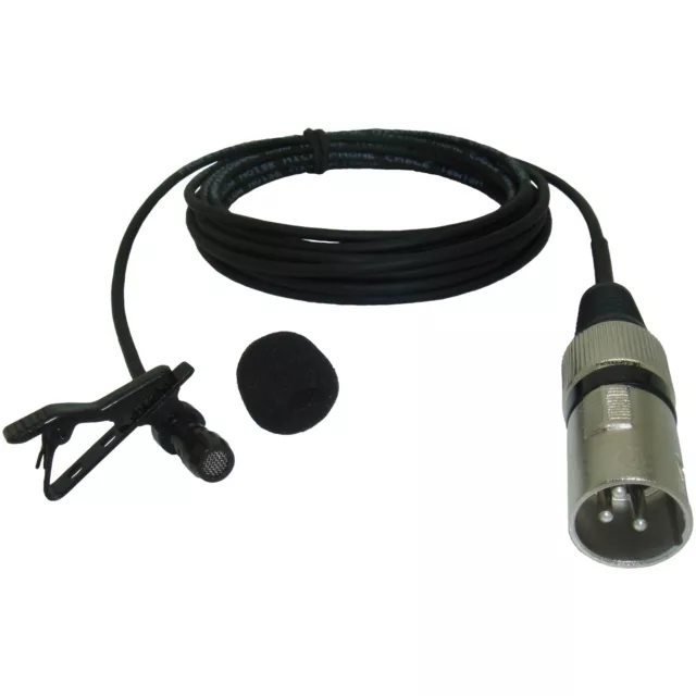 XLR Lavaliere Microphone Phantom Power 3 Pin Male Plug 3 - 15 Metre Cable Length