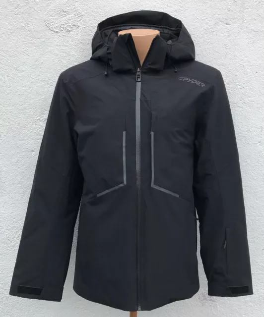 Mens Spyder Insulated BLACK Ski Jacket with Hood $329, Size: M