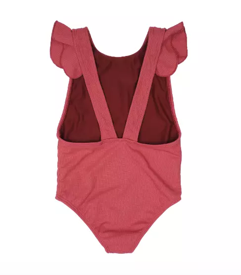 Sarah Jane - Rusty Ruffles Swimsuit-Ribbed (Rust) 6Mths - 3Yrs - Clearance Sale 2