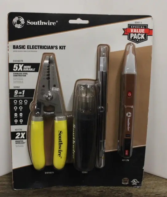 Southwire Electrician's Tool Kit BEKIT-3 Electrical Testers Tools Wire Strippers