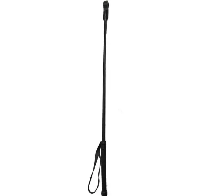 Horse Riding Whip Crop Shaped Rubber Handle  Pony Club Black 65Cm