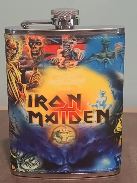 Iron Maiden:  Collage #3  custom made  8 oz flask  NEW