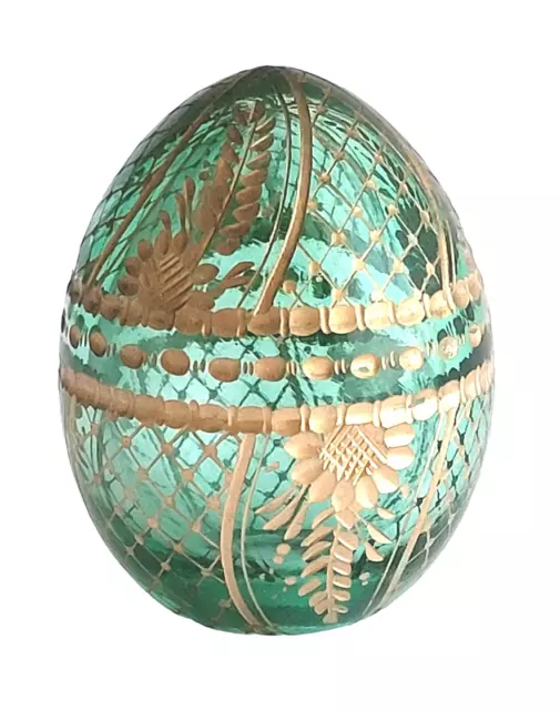 Copie œuf Fabergé vert en verre - Reproduction