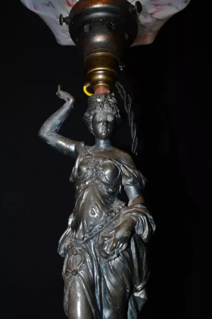 Rare Mid-19th C Louis Valentin Elias Robert figural bronze sculpture lamp 3