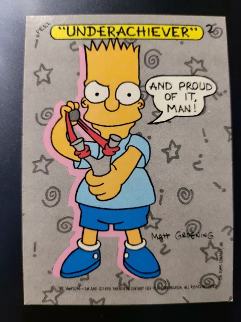 1990 Topps Simpsons Bart Underachiever STICKER card #2