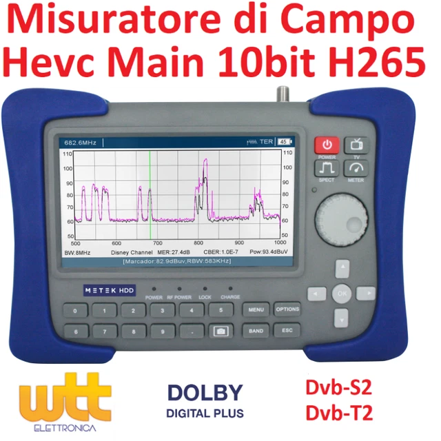 Dd2400 Misuratore Di Campo Per Segnali Terrestri Dvbs2/T2 H265 10Bit